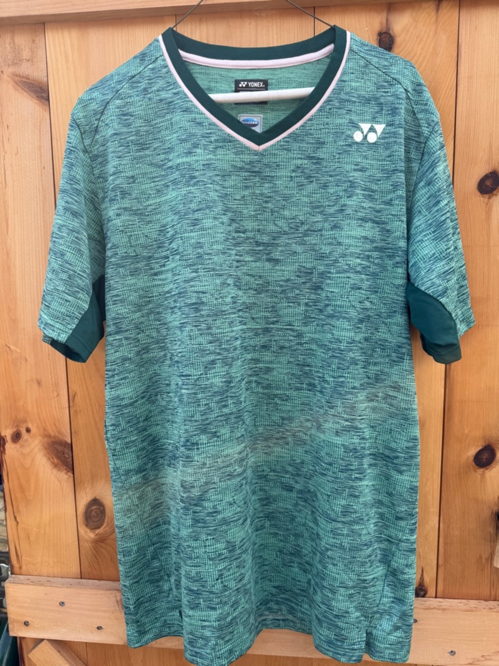 Yonex Men's Teal Heather V-Neck Athletic Shirt tennis